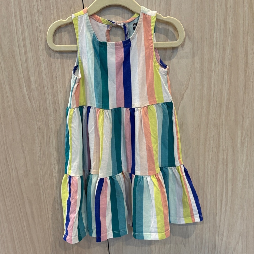 Tea Collection Multicolor Vertical Stripe Tiered Dress